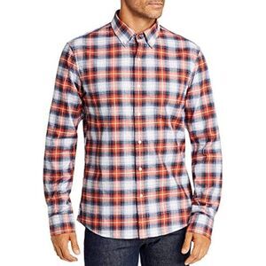 NWT Michael Kors Men’s Plaid Button Down Shirt US XXL White Gray Orange | $128